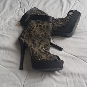 Black lace booties